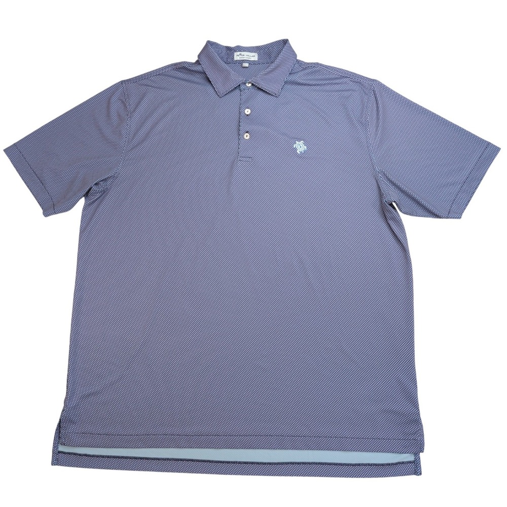 Peter Millar Pace Summer Comfort Polo Mens XL Blue Geometric Golf MS20EK08S